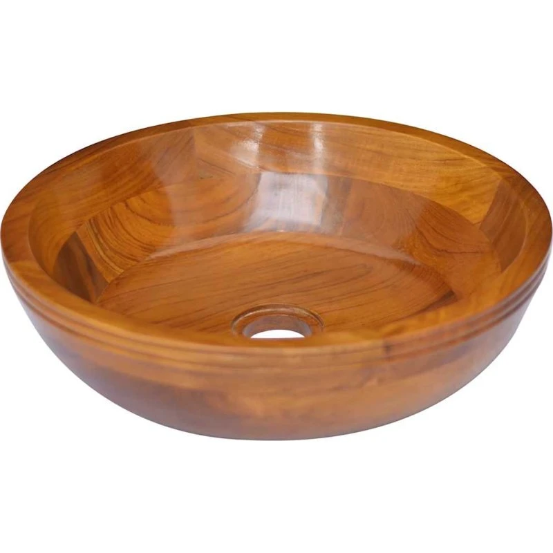 vidaXL håndvask i massivt teaktræ Ø40 x 10 cm