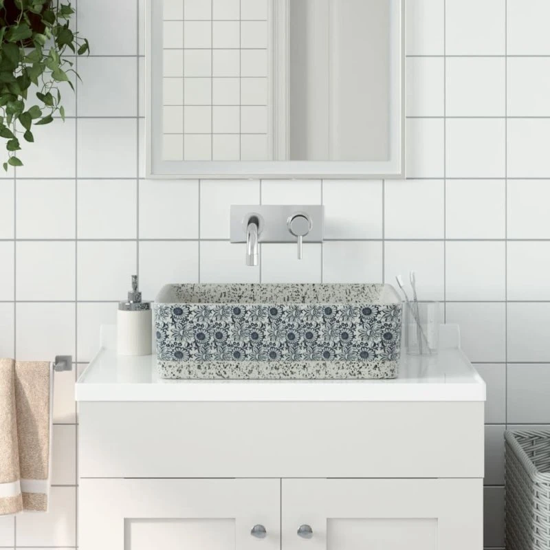 vidaXL håndvask til bord 46x35,5x13 cm rektangulær - grå/blå
