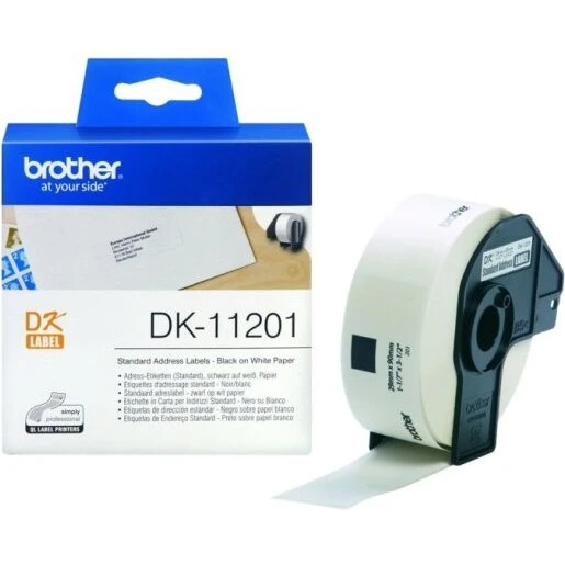 Brother DK-11201 adresseetiketter 29x90 mm, 400 stk (sort/hvid)