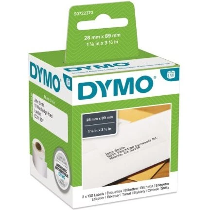 DYMO Adresseetiketter 28x89 mm, 2x130 stk. (hvide)