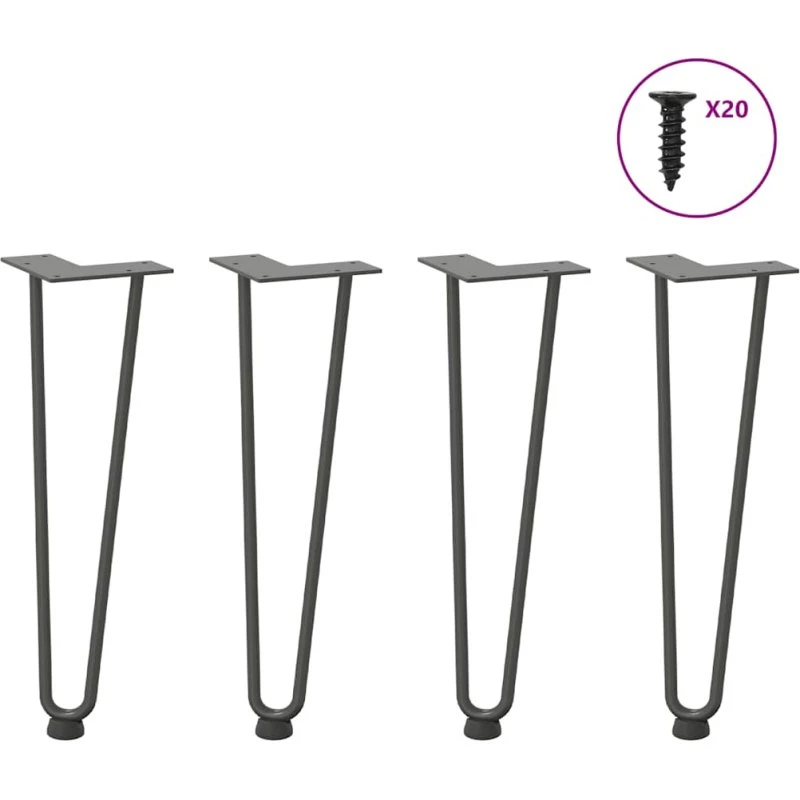 vidaXL hårnåleben til sofabord 4 stk. antracit 42 cm massivt stål