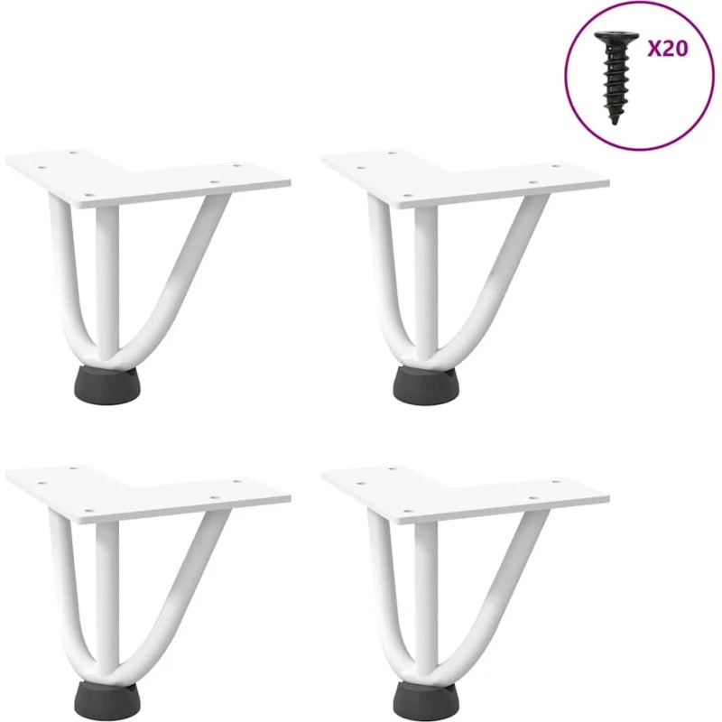 vidaXL Hårnåleben til sofabord 10 cm, hvid (4 stk)