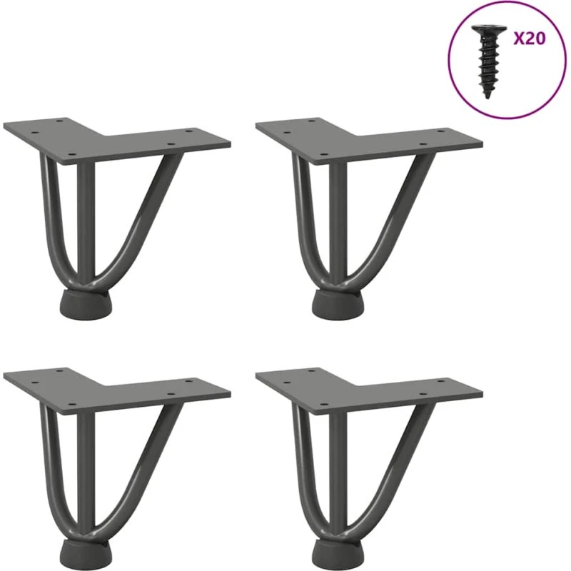 vidaXL hårnåleben til sofabord 4 stk, antracit 10 cm, stål