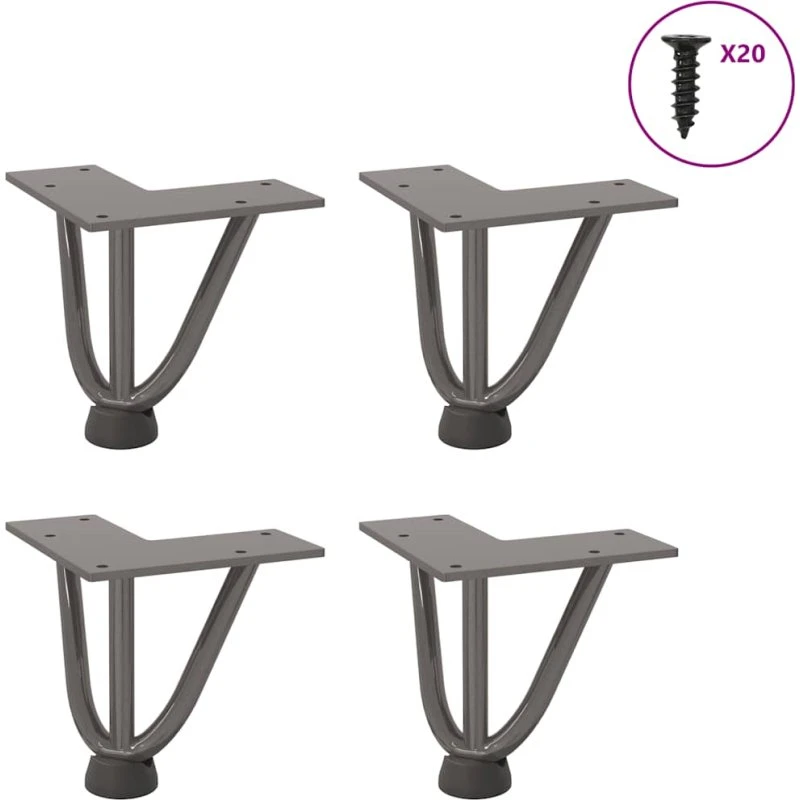 vidaXL hårnåleben til sofabord 4 stk, naturstål 10 cm