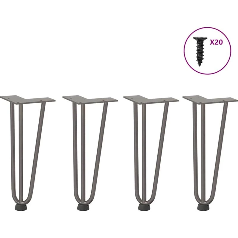 vidaXL hårnåleben til sofabord 4 stk naturstål 30 cm