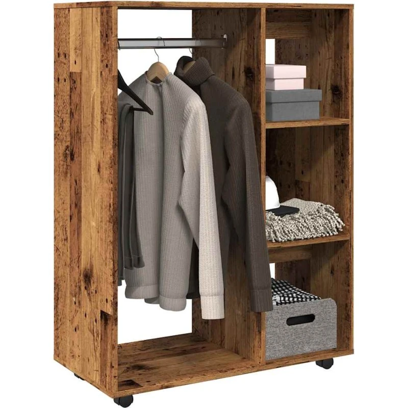 vidaXL garderobe 80x40x110 cm i konstrueret træ, antik