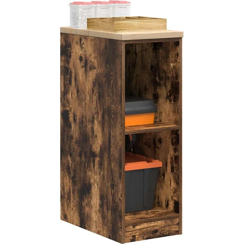 vidaXL Garageopbevaringsskab røget eg 30x51x85 cm fyrretræ