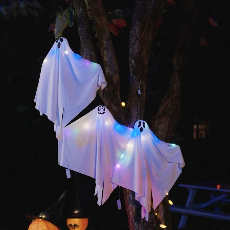 vidaXL Hængende Halloween-spøgelser 3 stk Hvid 52×62 cm