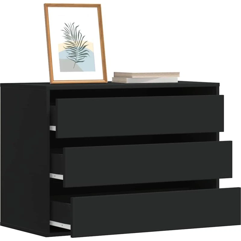 vidaXL hjørnekommode 80x41x58 cm sort, 3 skuffer