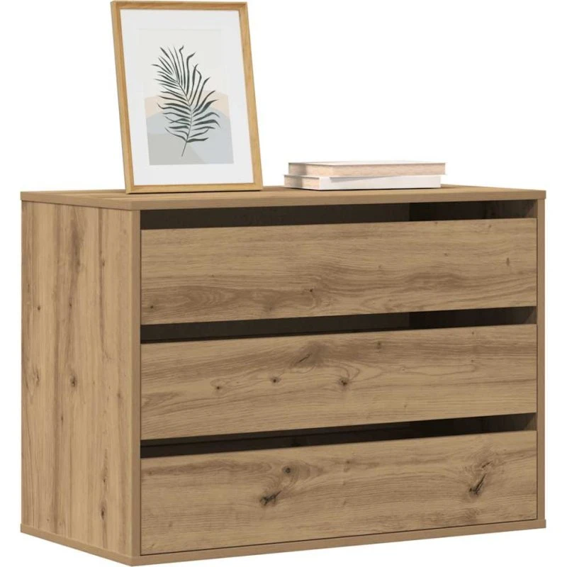 vidaXL hjørnekommode 80x41x58 cm konstrueret træ egetræsfarve