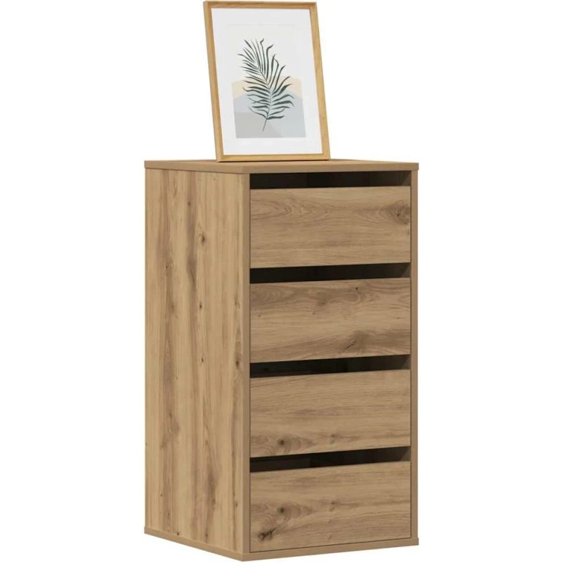 vidaXL hjørnekommode 40x41x76 cm konstrueret træ, egetræsfarve