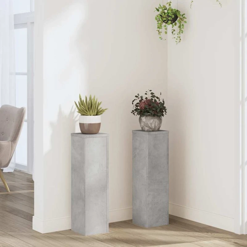 vidaXL plantestativer 2 stk. 17x17x60 cm konstrueret træ betongrå