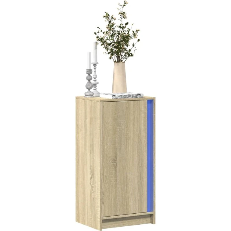 vidaXL skænk 42,5x34x85 cm røget eg med RGB-LED