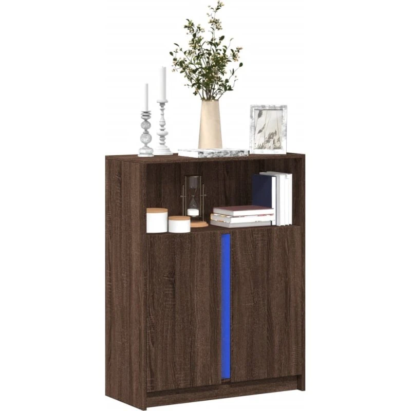 vidaXL skab med LED RGB 77x34x100 cm brun egetræ