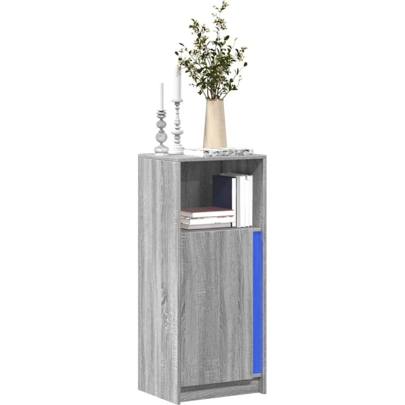 vidaXL skab med LED-lys 42,5x34x100 cm, grå Sonoma-eg