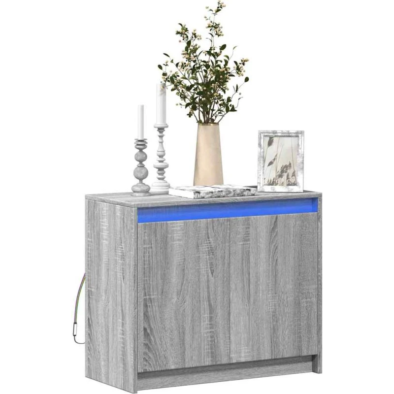 vidaXL skab med RGB LED 72x34x61 cm grå sonoma-eg