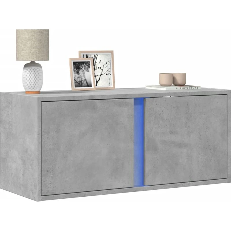 vidaXL væghængt tv-bord 80x31x35 cm med LED – betongrå