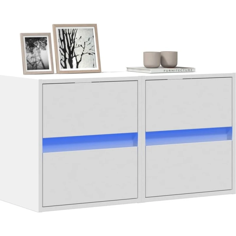 vidaXL væghængte tv-borde 2 stk. med LED 41x31x45 cm hvid