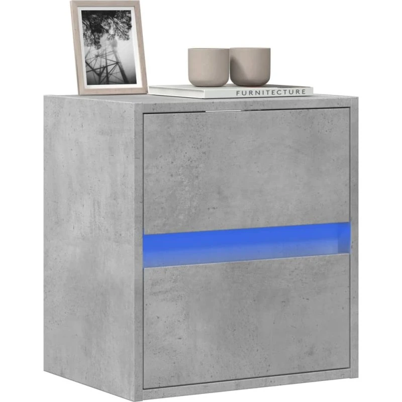 vidaXL væghængt TV-bord med LED 41x31x45 cm - betongrå