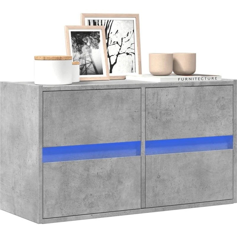 vidaXL væghængt TV-bord med LED 80x31x45 cm – betongrå