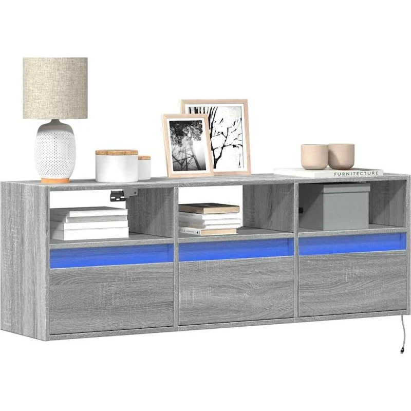 vidaXL væghængt TV-bord 130x31x45 cm, grå sonoma-eg