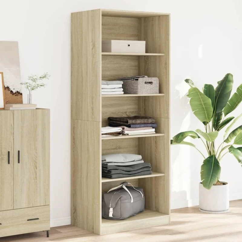 Klædeskab 80x50x200 cm – konstrueret træ, sonoma-eg