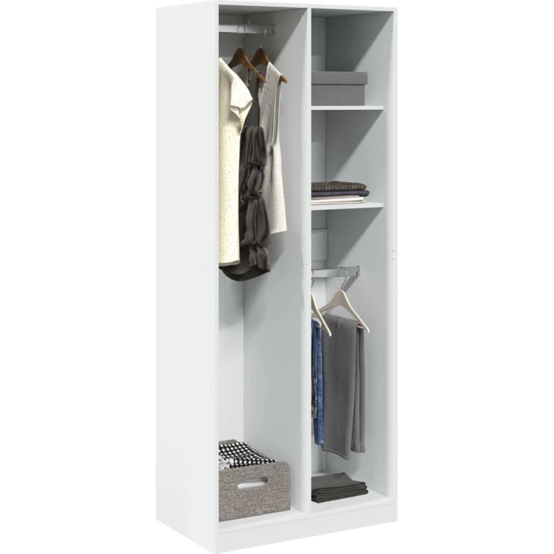 vidaXL klædeskab 80x50x200 cm konstrueret træ hvid