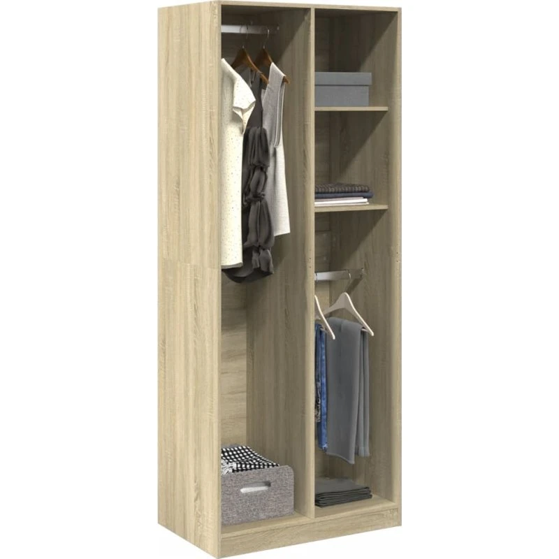 vidaXL klædeskab 80x50x200 cm konstrueret træ Sonoma-eg