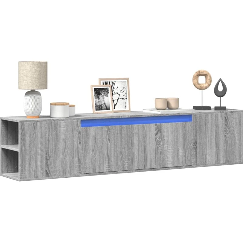 vidaXL væghængt TV-bord 180x31x39,5 cm grå Sonoma-eg