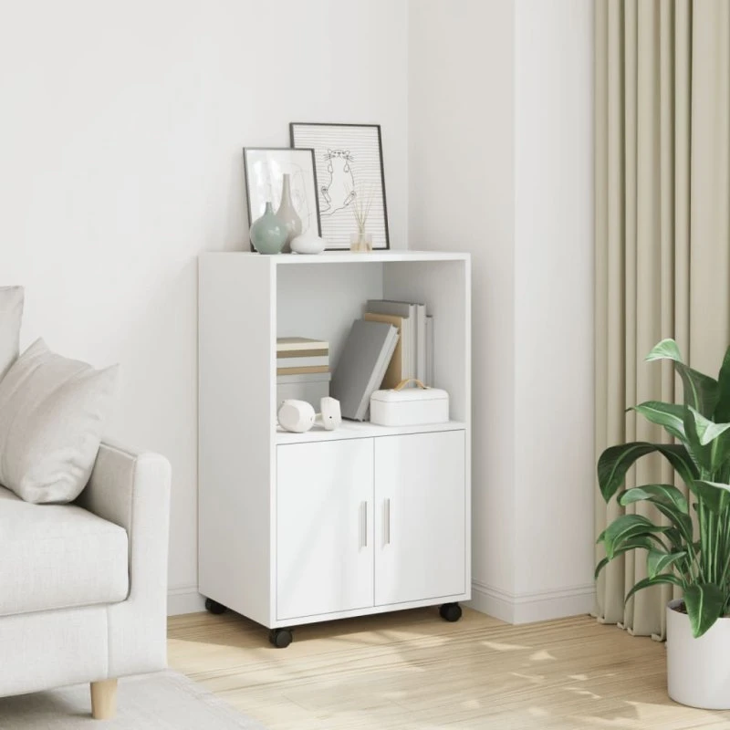 vidaXL rullebord 55x40x91 cm konstrueret træ hvid