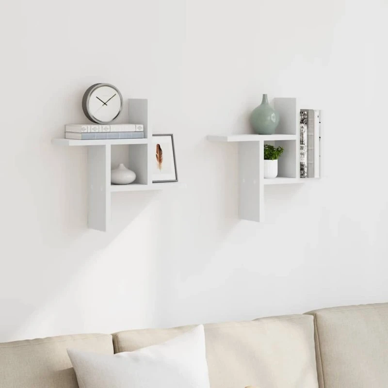 vidaXL væghylder 2 stk. konstrueret træ 38x12x38 cm hvid