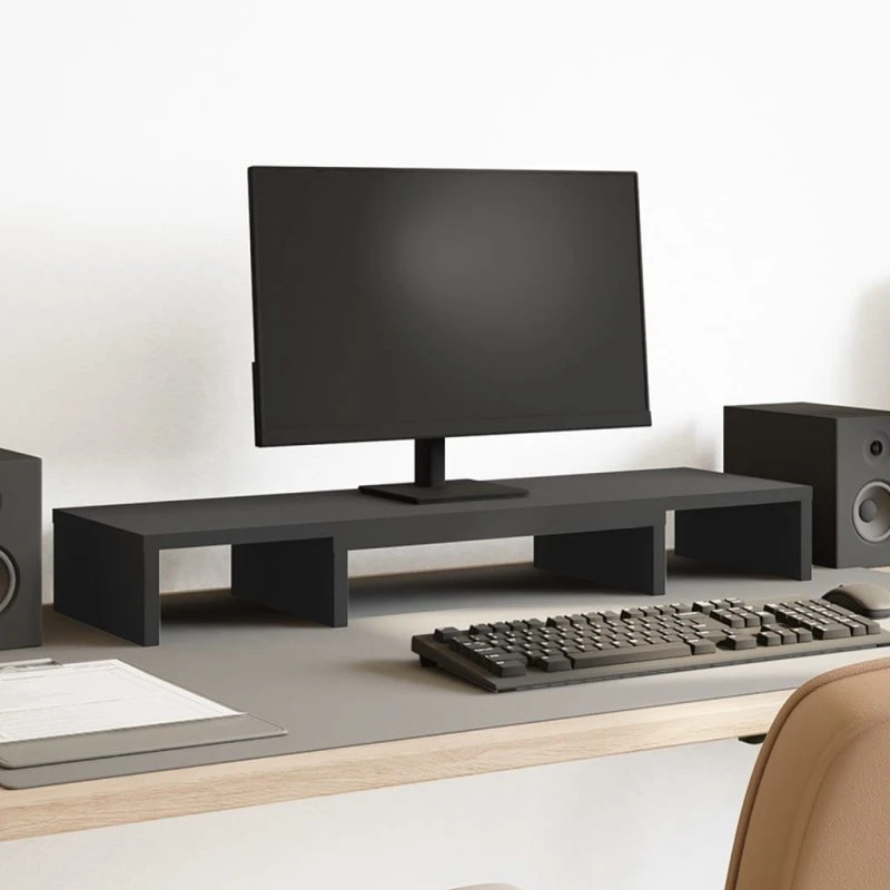 vidaXL justerbar skærmholder 80x24x10,5 cm konstrueret træ, sort