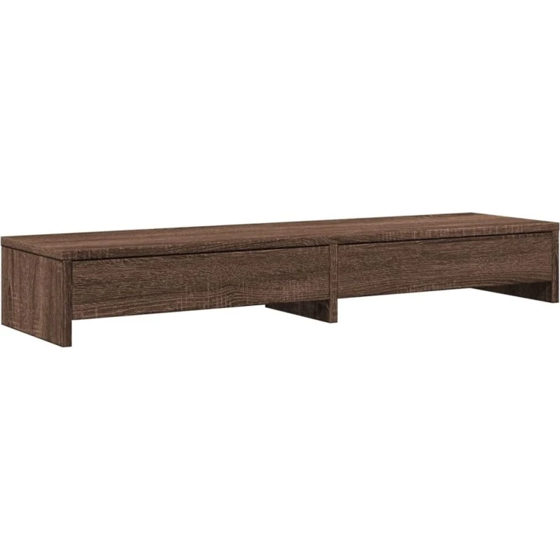 vidaXL skærmstander med 2 skuffer 100x27x15 cm, brun eg
