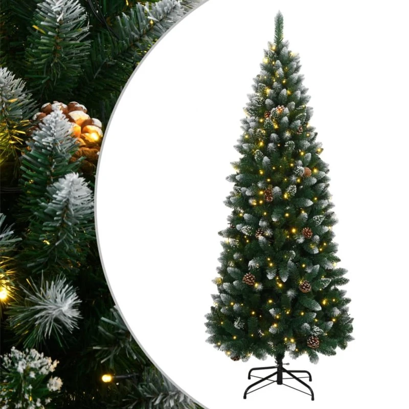 vidaXL kunstigt juletræ 210 cm med 300 LED, grøn (PVC)