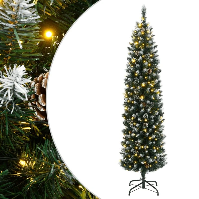 vidaXL kunstigt smalt juletræ 210 cm med 300 LED-lys