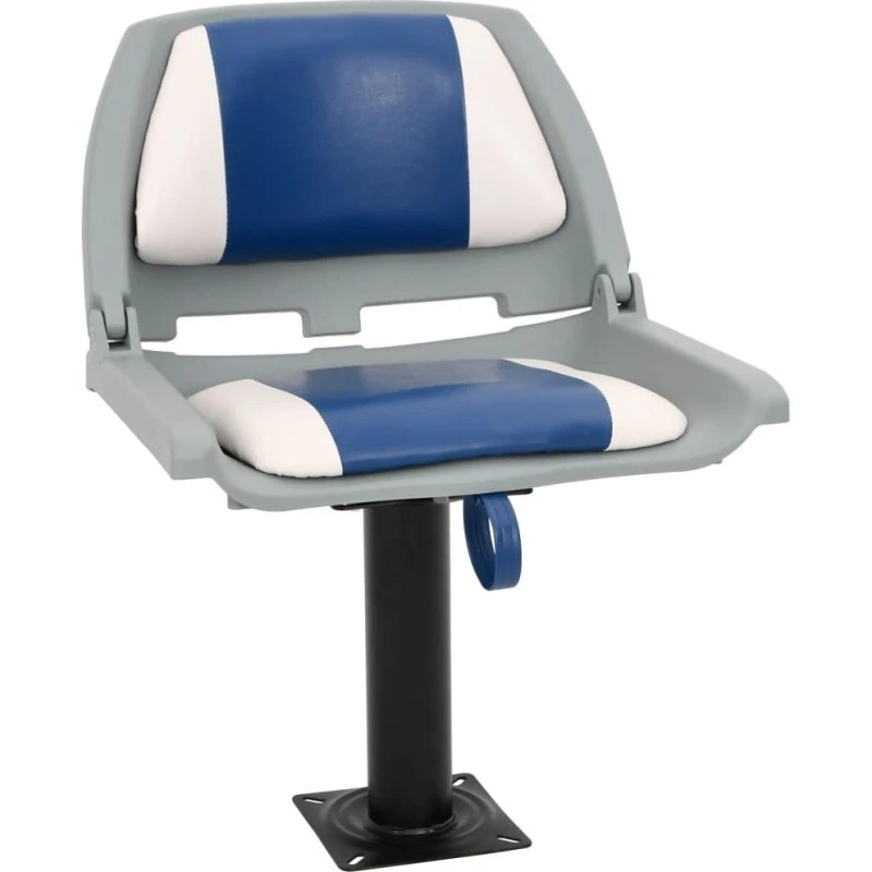 vidaXL bådsædesæt 2 dele 48x51x41 cm foldbart blå/hvid