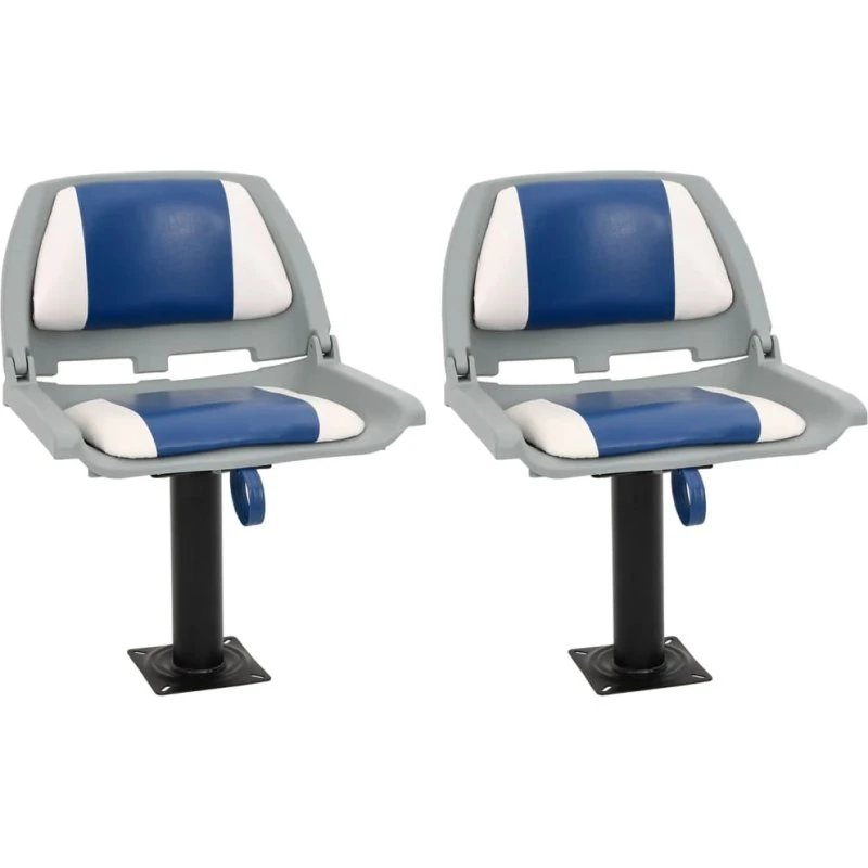 vidaXL bådsædesæt 4 dele 48x51x41 cm foldbart blå/hvid