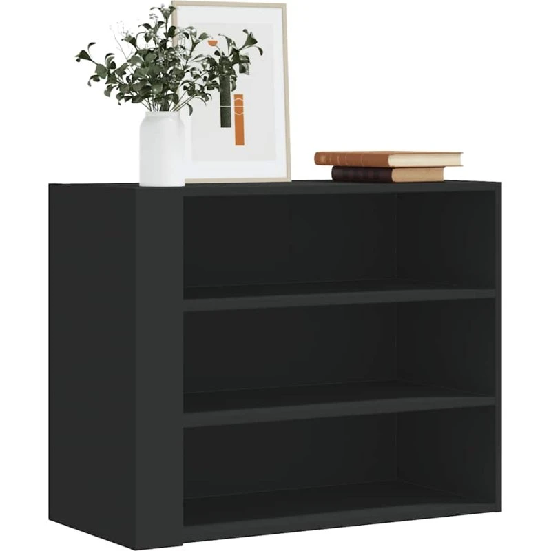 vidaXL vægskab 75x35x60 cm konstrueret træ sort