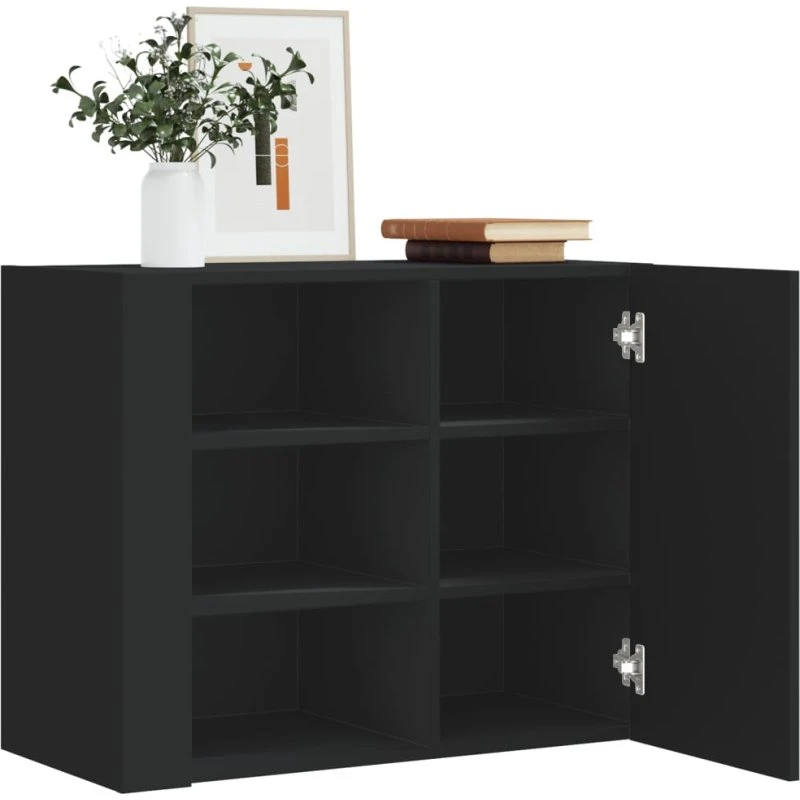 vidaXL vægskab 75x35x60 cm konstrueret træ, sort