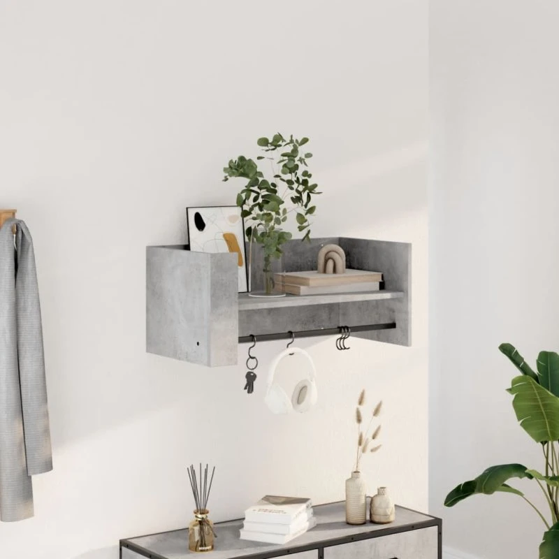 vidaXL væghylde 70,5x35x30,5 cm konstrueret træ - betongrå