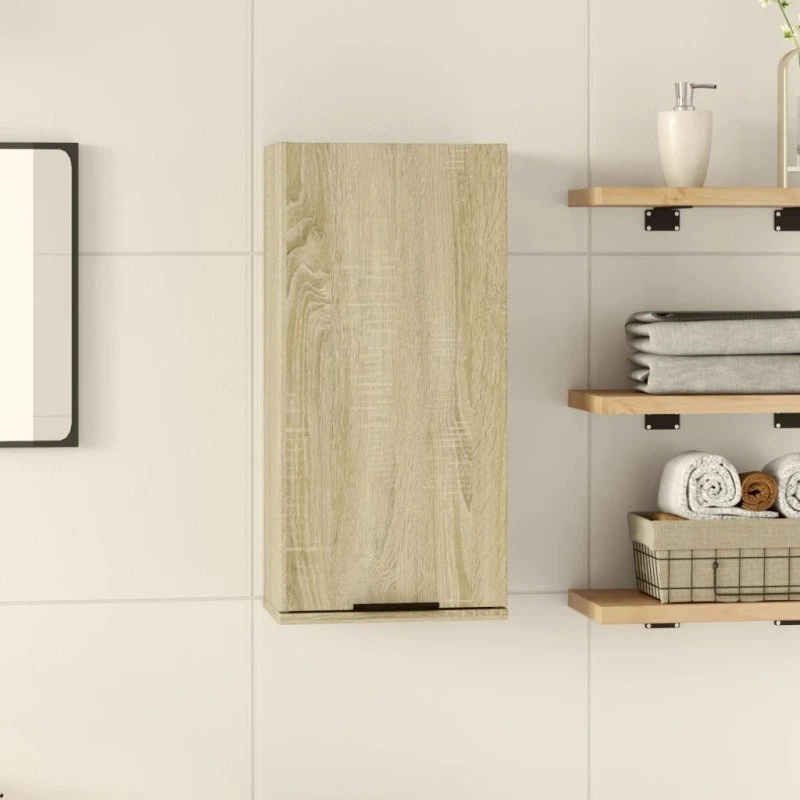 vidaXL væghængt badeværelsesskab 32x20x67 cm Sonoma-eg
