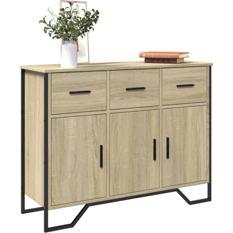 vidaXL skænk i konstrueret træ Sonoma-eg 97x32,5x74,5 cm