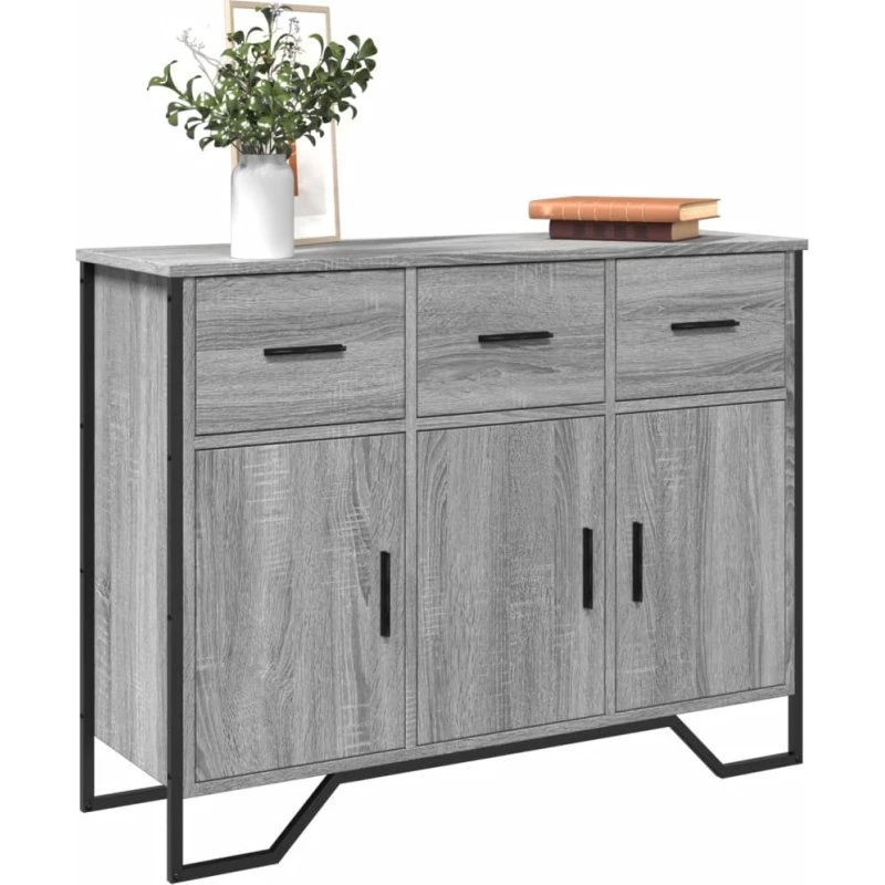vidaXL skænk 97x32,5x74,5 cm konstrueret træ grå Sonoma-eg