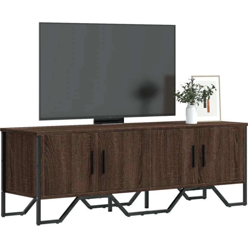 vidaXL TV-bord 122x34x41 cm, konstrueret træ brun eg