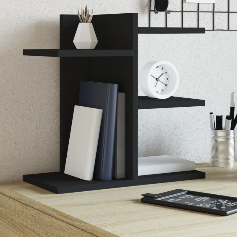 vidaXL skrivebordshylde 42x21,5x42 cm konstrueret træ, sort