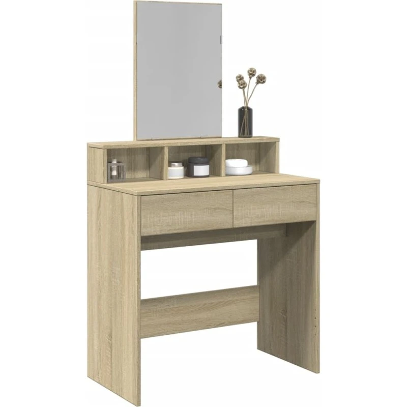 vidaXL makeupbord med spejl 80x41x144,5 cm - Sonoma-eg