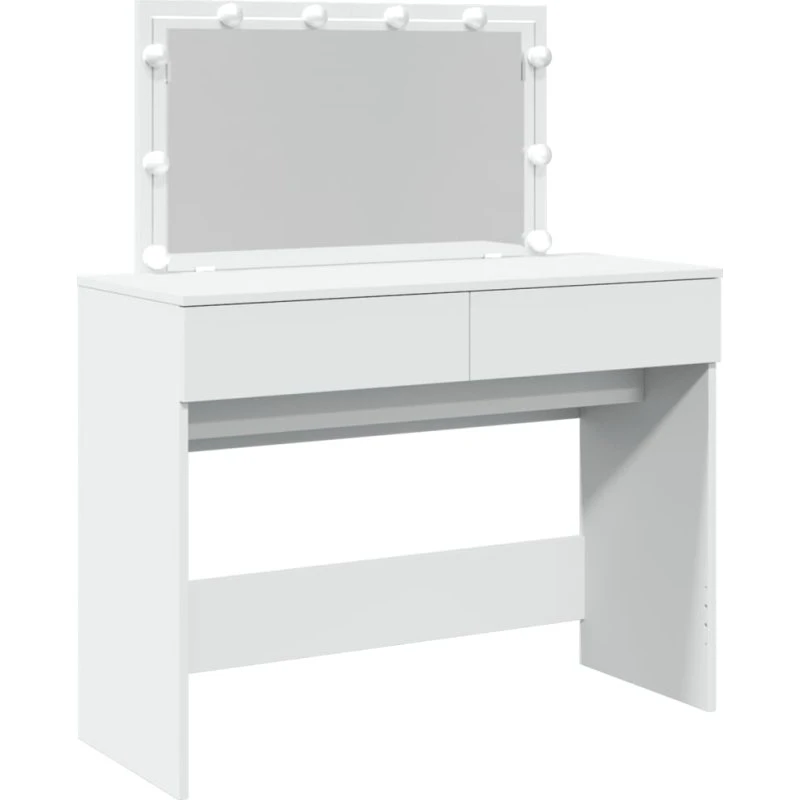 vidaXL Makeupbord med LED-lys 100x40x120 cm, hvid