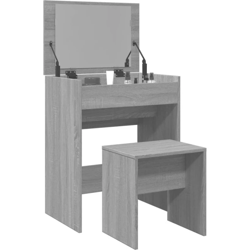 vidaXL kosmetikbord med skammel 60x40x113,5 cm – grå Sonoma-eg