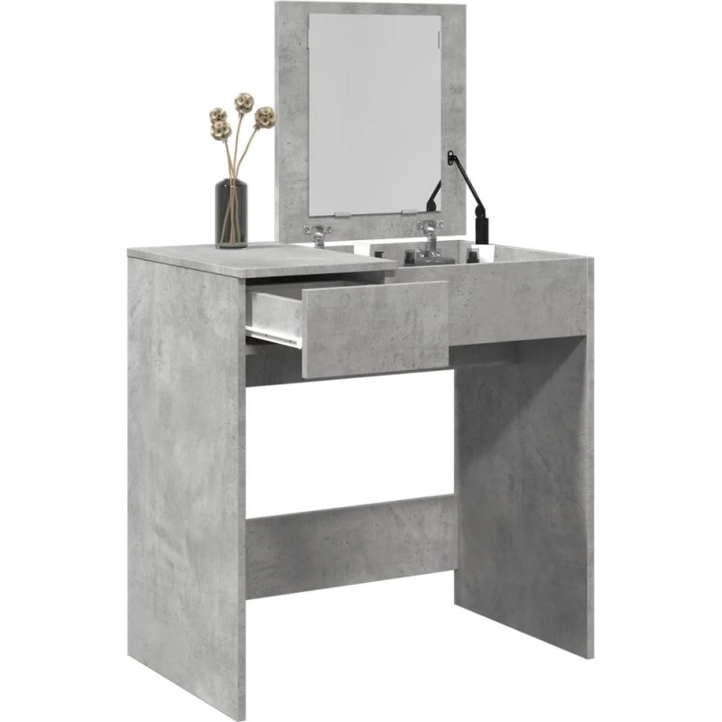vidaXL Makeupbord med spejl 73x46,5x120 cm – betongrå