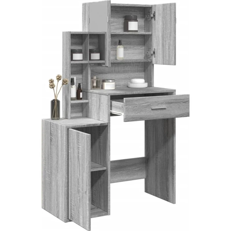 vidaXL makeupbord med skab 80x35x132 cm grå sonoma-eg